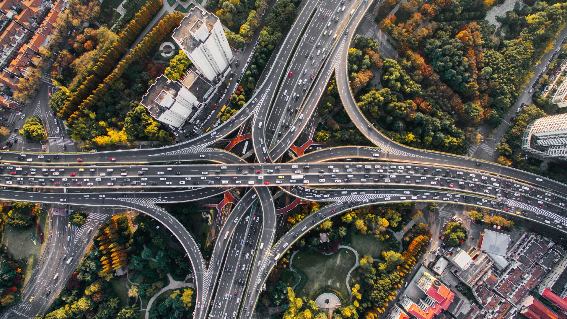 Aménagement du territoire représentant la dépendance à la voiture